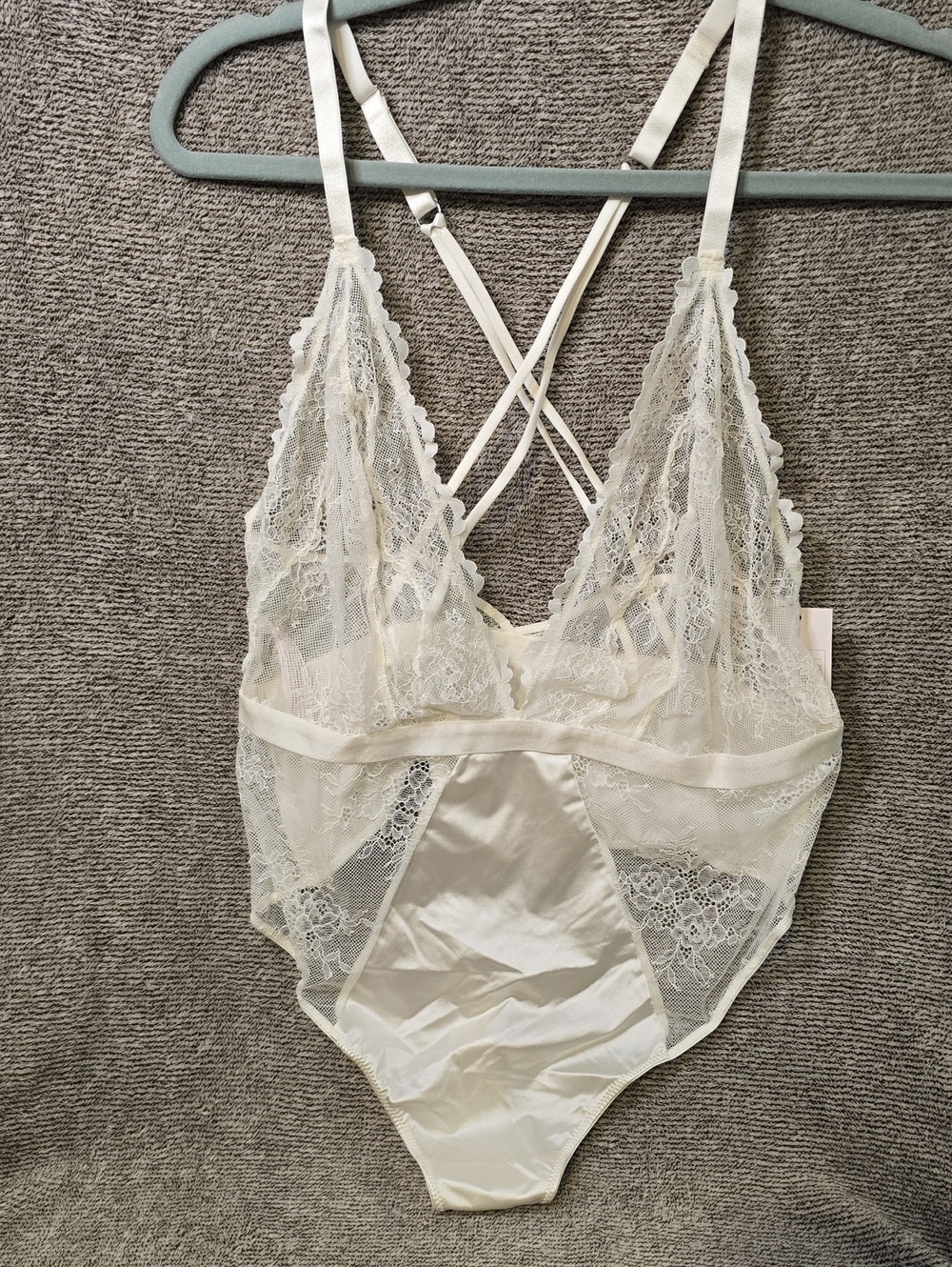 Auden Ivory Lace Satin-Trim Bodysuit